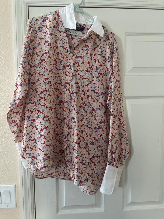 Polo Ralph Lauren Tops - Polo by Ralph Lauren Cream Floral Button-Up Blouse with White Collar